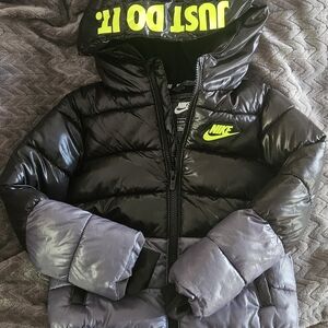 Nike Kids Black and Silver Puffer Jacket